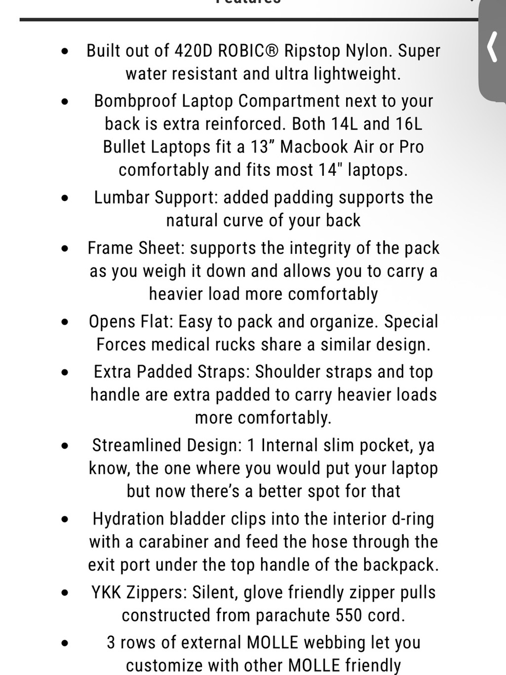 GORUCK Bullet Ruck 14L – Black / Wolf Grey (Ripstop Nylon) Backpack - Picture 8 of 12